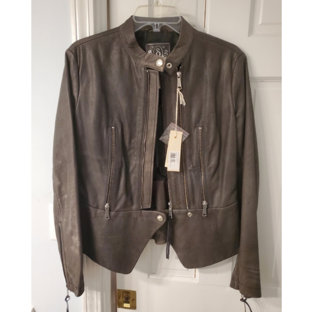 DIESEL Grey Leather Jacket - Brand New w/Tags